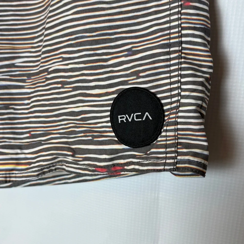 RVCA Nature Mens Size 36 Board Shorts Multi Glitch Stripe Swim Trunks‎ Beach